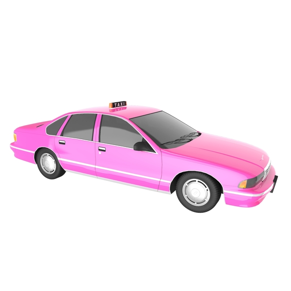 立体粉色出租车计程车
