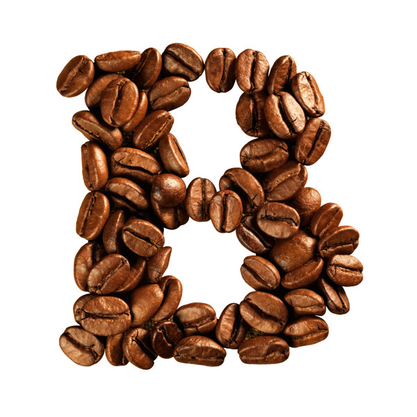 咖啡豆组成的字母B