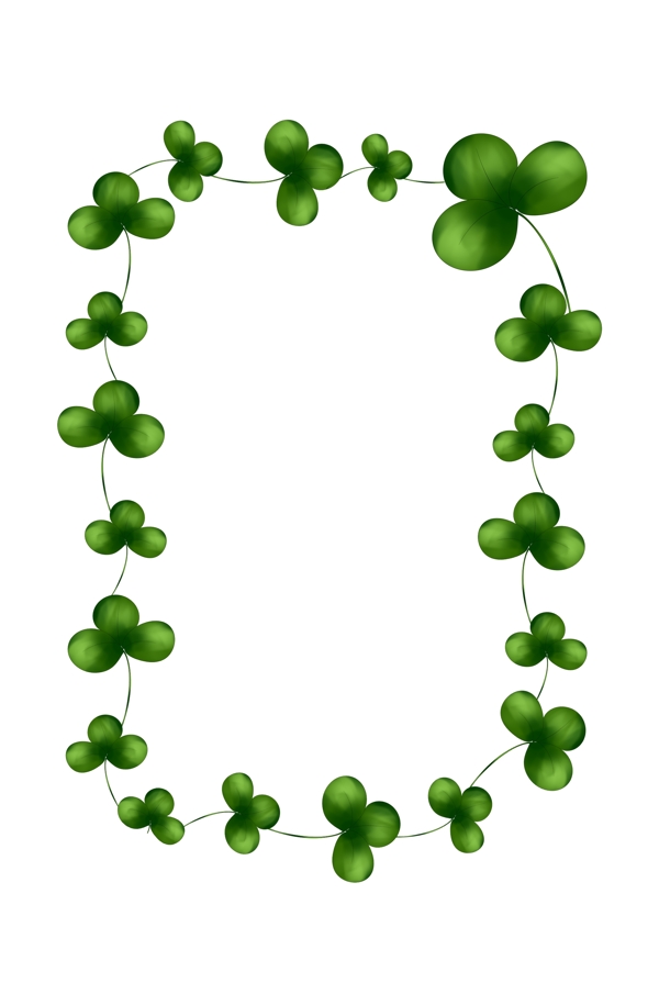 绿色幸运草藤蔓手绘装饰边框