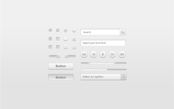 干净的浅灰色的WebUI工具包PSD