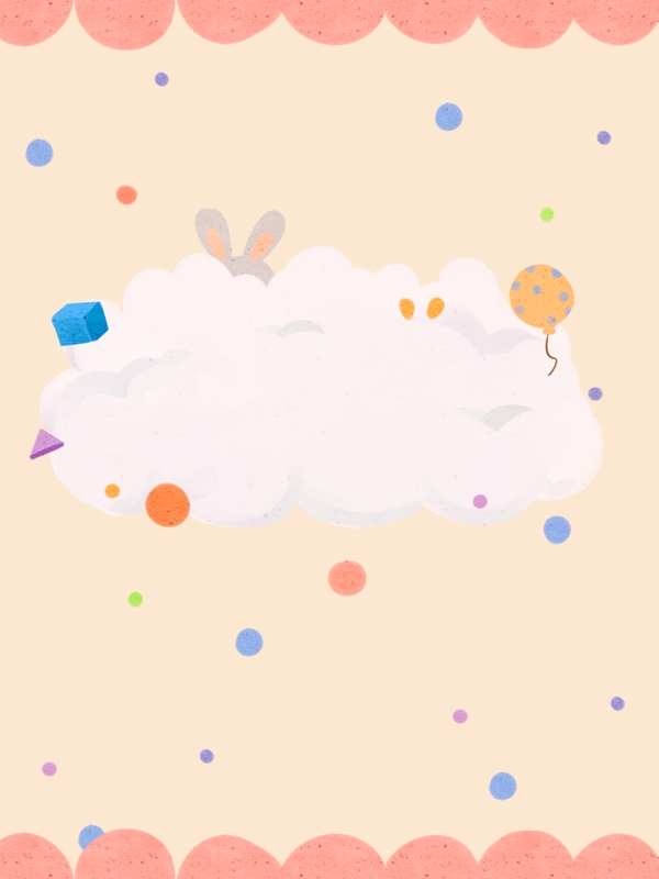 原创可爱云朵兔子圆点背景