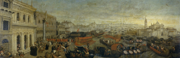 BassanoLeandroEmbarcodelDuxdeVeneciaAfter1595画家古典画古典建筑古典景物装饰画油画