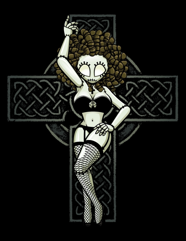 十字架性感美女t恤图案图片