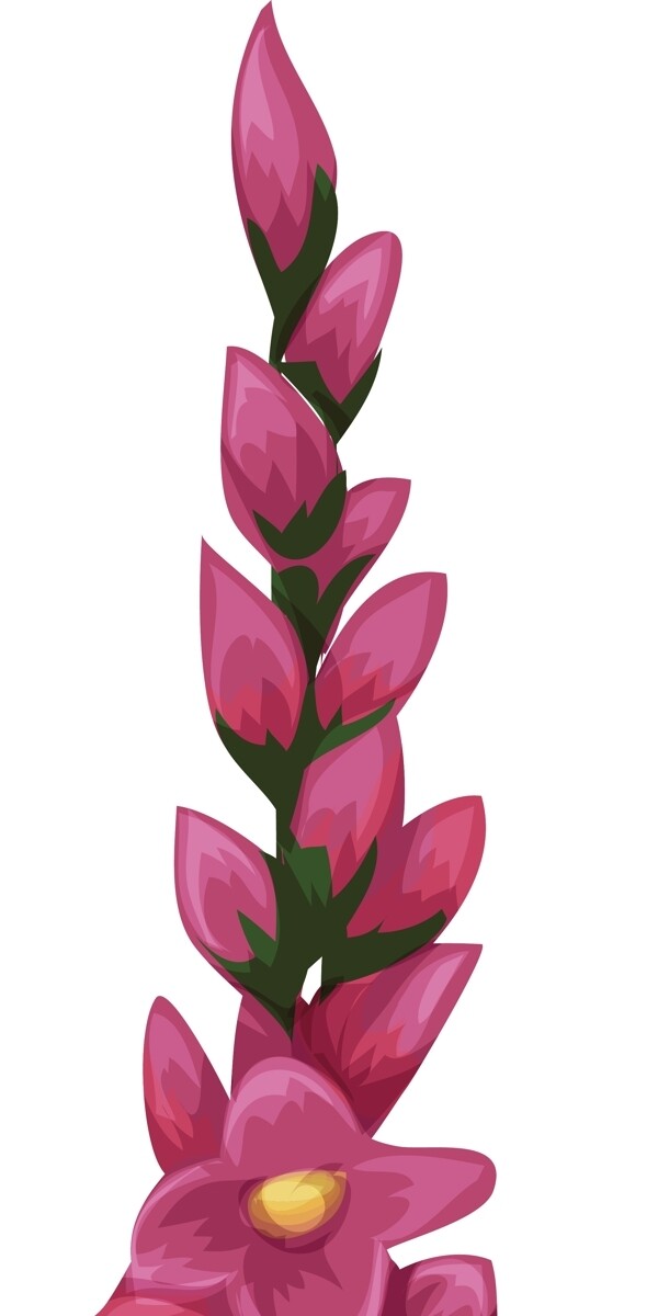 红色花朵卡通植物矢量素材