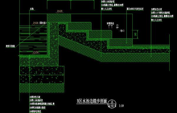 水池边踏步剖面图片