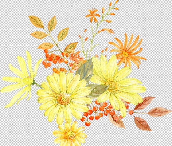 鲜艳水彩花朵装饰图片