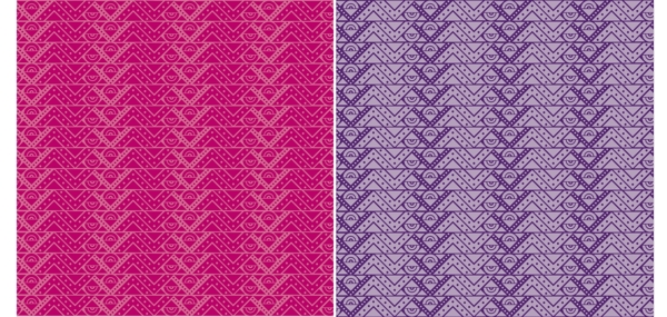 玫红淡紫色两款条纹尖角图案矢量花型花纹