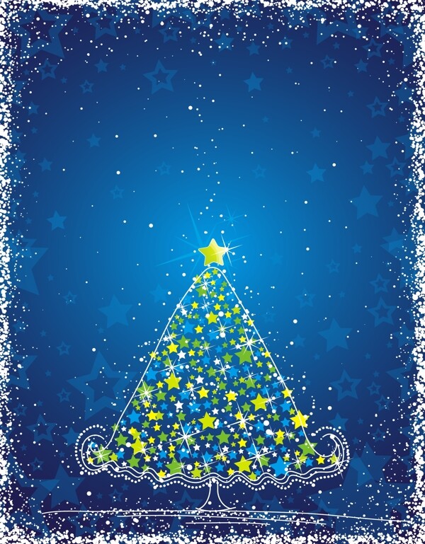 矢量星星圣诞树装饰背景图片