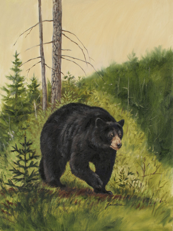 黑熊油画图片