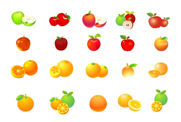 苹果和橙子矢量图形集