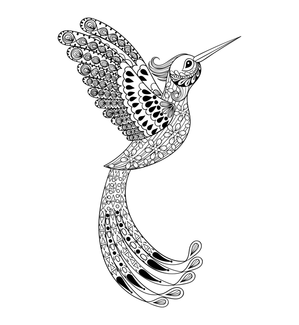 艺术创意花纹小鸟插画