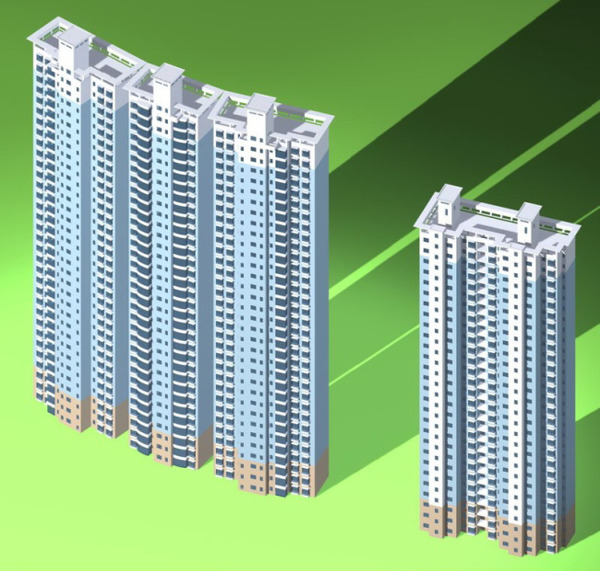 都市弧形高层住宅建筑3D模型