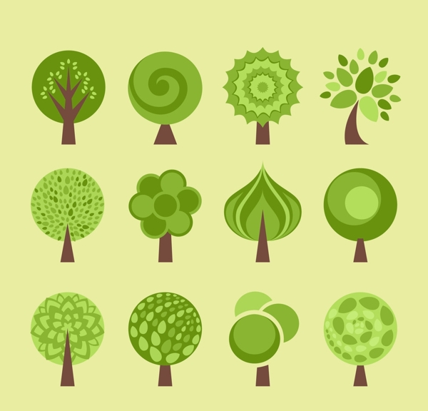 清新可爱绿色树木装饰元素