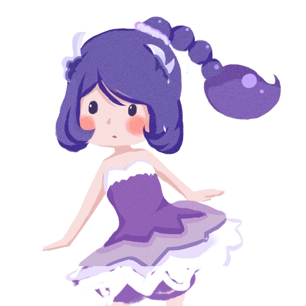 紫色可爱小女孩人物设计