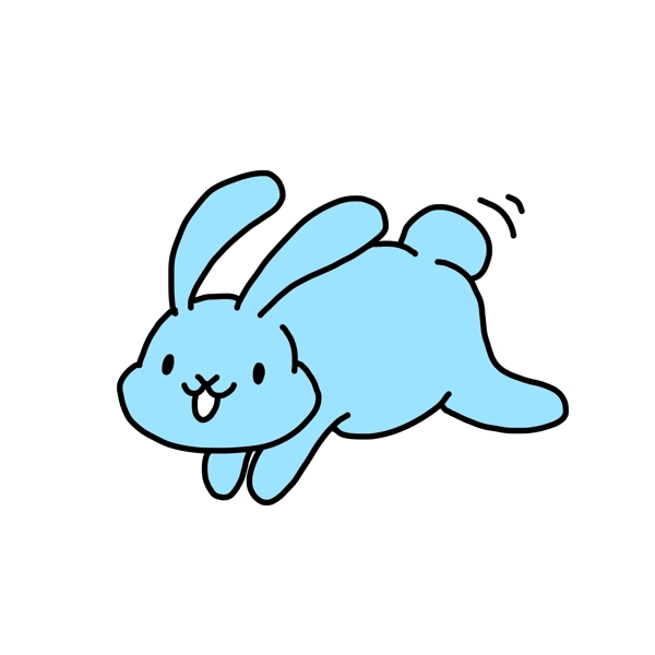 卡通蓝色运动兔子插图