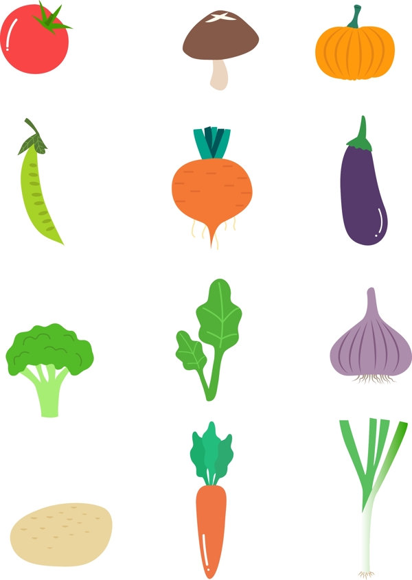 小清新蔬菜扁平图