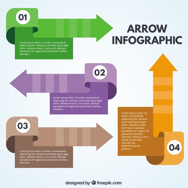 彩色平板箭头图表