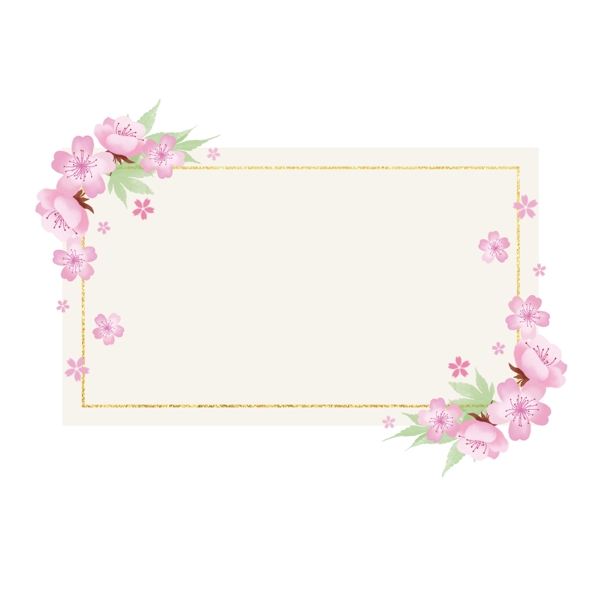 粉色方形卡通手绘樱花花卉边框