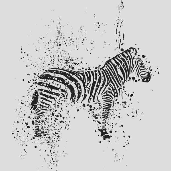 印花矢量图T恤图案野生动物斑马色彩免费素材