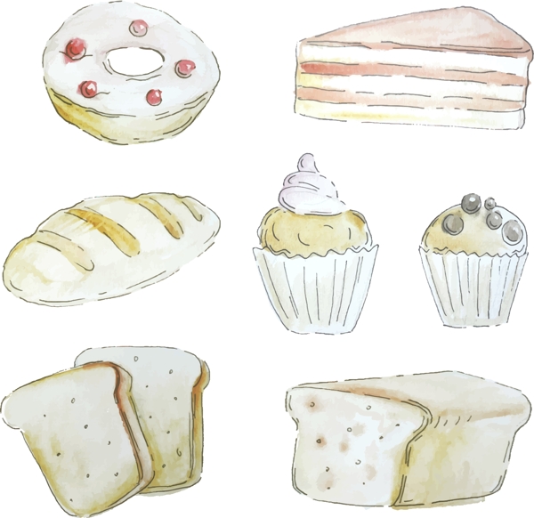 手绘各种蛋糕甜品图标