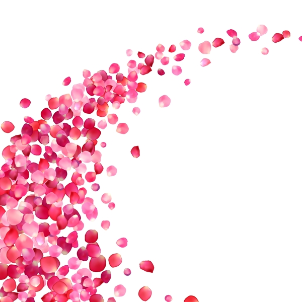 粉色玫瑰花瓣弧形边框矢量海报设计素材