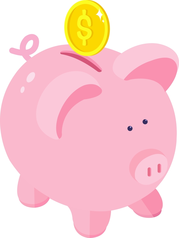 25D粉色小猪金币存钱罐商务办公商用