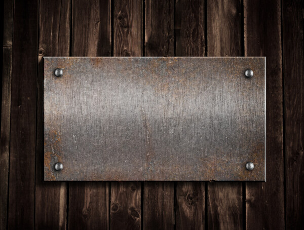 木板上的螺丝钢板背景图片
