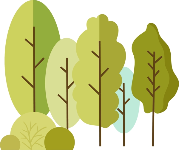 矢量树林植树绿色元素免费下载