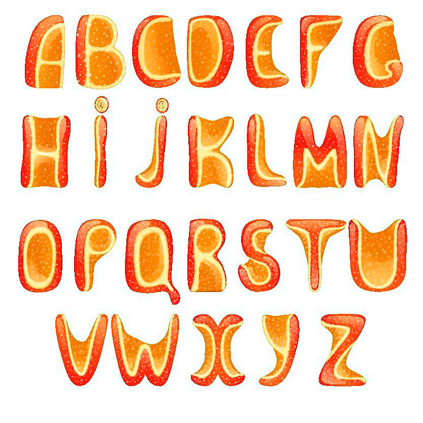 鲜橙水果字母字体图片