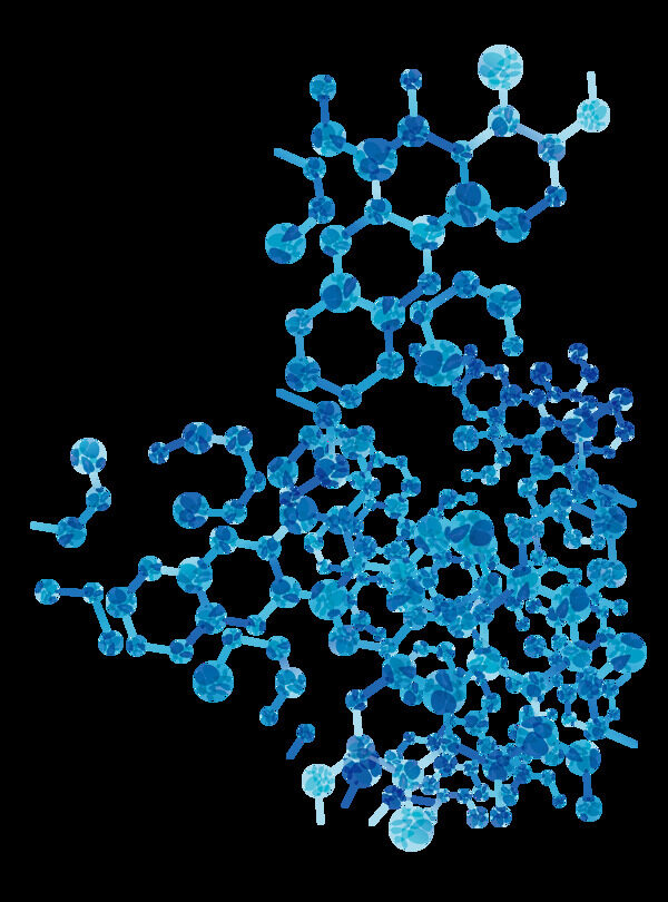 蓝色立体分子png元素