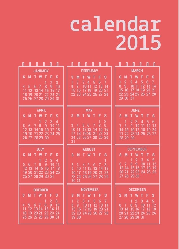 红2015日历