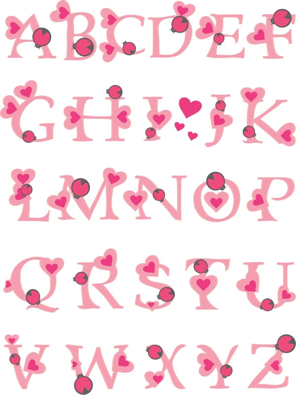 童趣粉色英文字母矢量素材