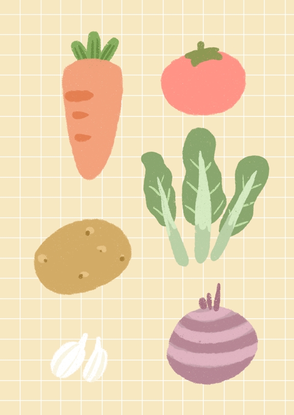 可爱卡通蔬菜水果插画