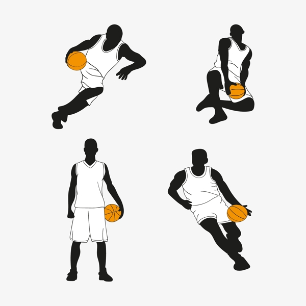 篮球运动轮廓剪影