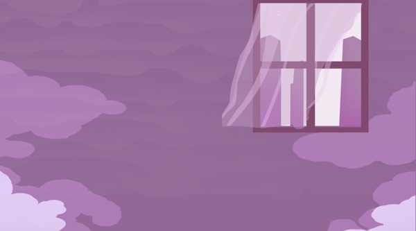 紫色清新居家生活插画背景