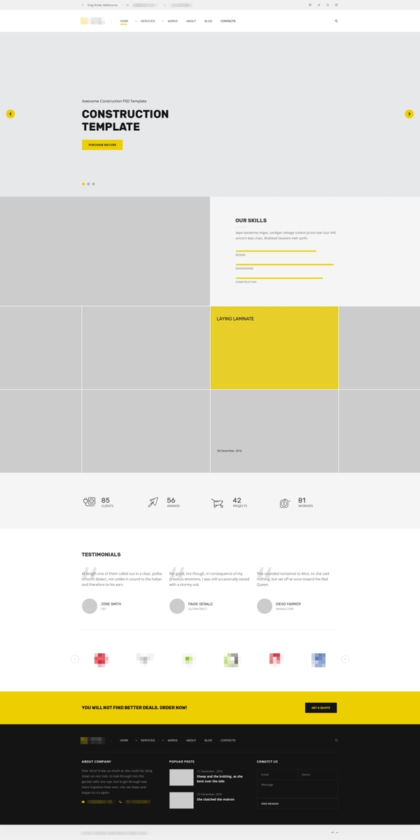 黄色的企业电子科技网站模板首页设计