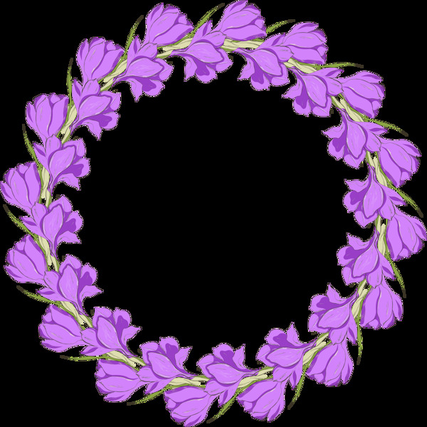 紫色美丽花朵编织花环透明花朵素材