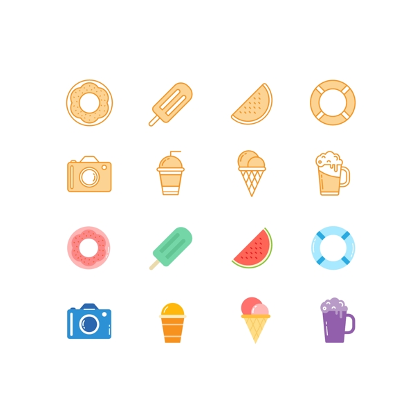 夏日清新彩色图标icon源文件