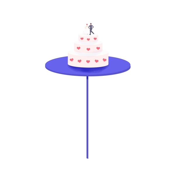 扁平化小清新婚礼蛋糕插画可商用元素