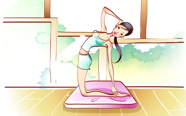 运动瑜伽卡通美女