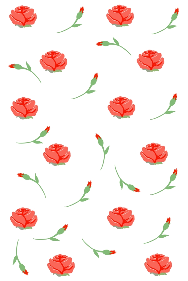 红色的玫瑰花底纹插画
