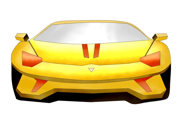 黄色跑车后面图插画