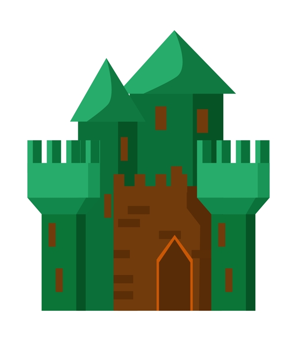 古老的绿色城堡插画