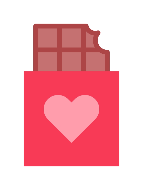 粉色扁平情人节巧克力图标