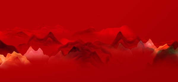 山水古风国风山脉大气红色背景