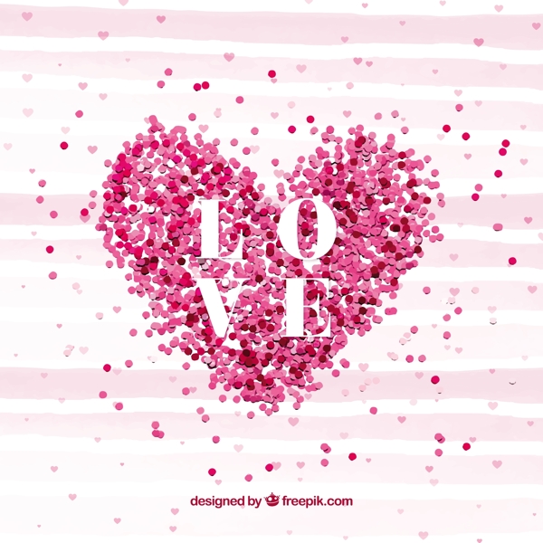 水彩条纹背景的粉红色糖果的心