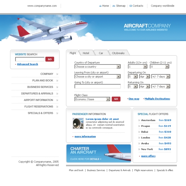 航空公司网页模板