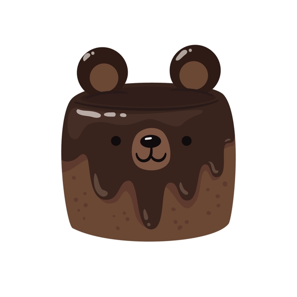 可爱小熊巧克力蛋糕矢量素材