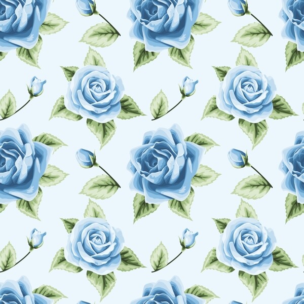 蓝色玫瑰花蕾丝矢量背景