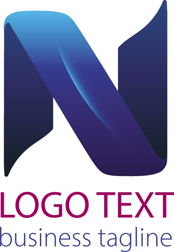 蓝丝带字母n标志logo模板